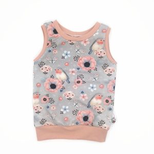 Pamut pillangós, virágos szürke mellény