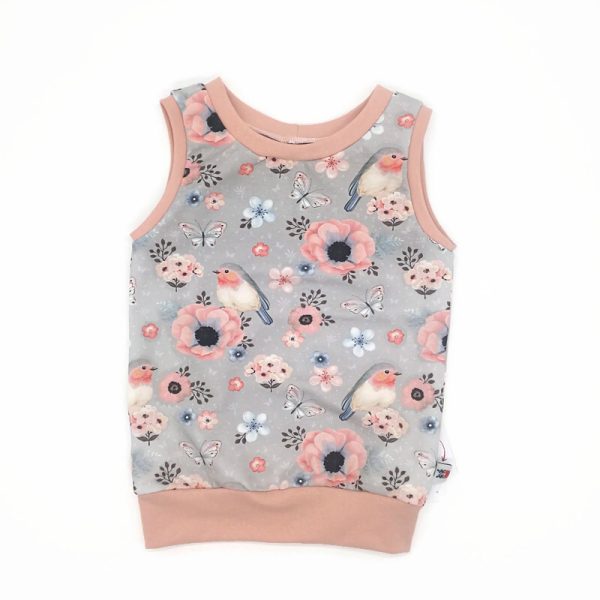 Pamut pillangós, virágos szürke mellény
