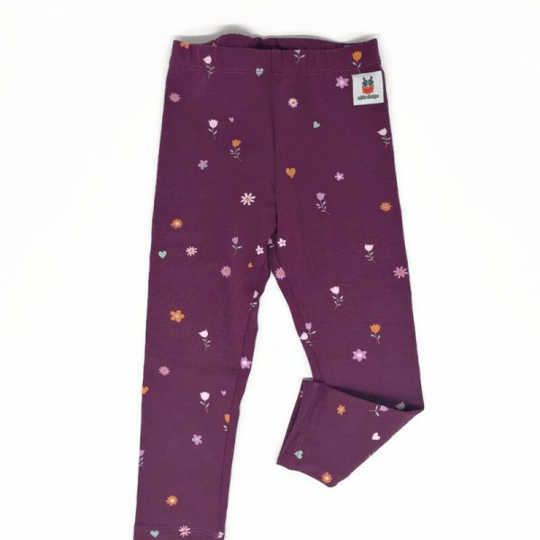 Vékony lila virágos leggings