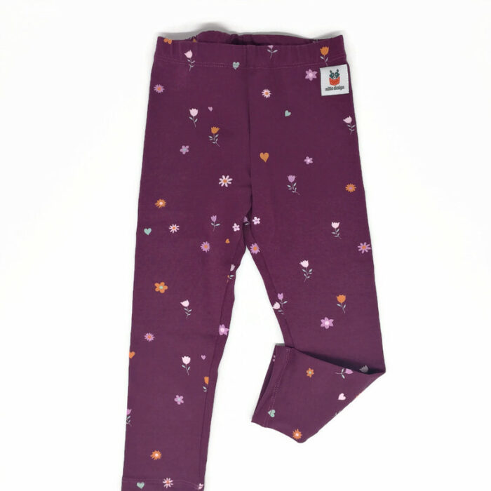 Vékony lila virágos leggings