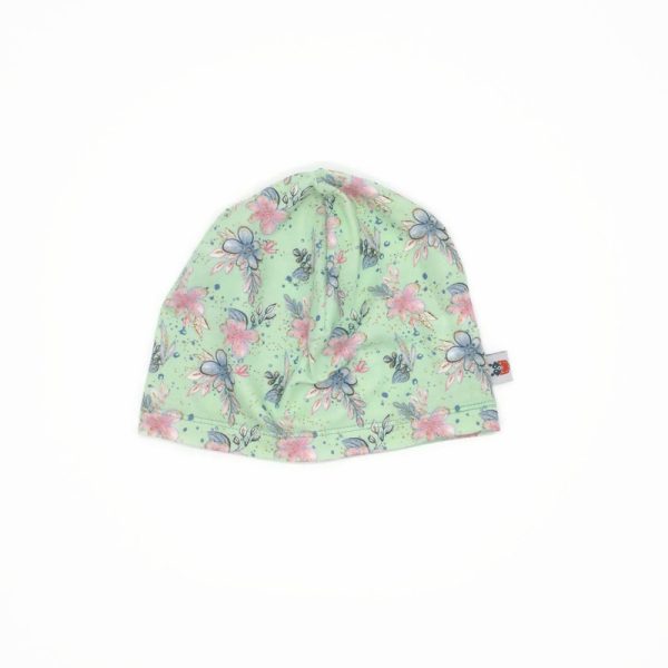 Vékony v.zöld virágos sapka