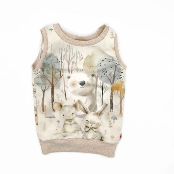 Pamut fehér állatos mellény